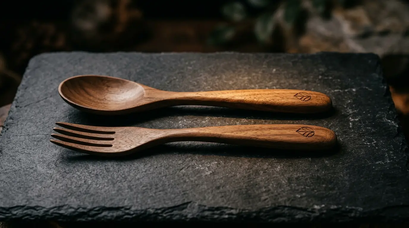 Pesan Cutlery Set Kayu Custom Grafir Logo