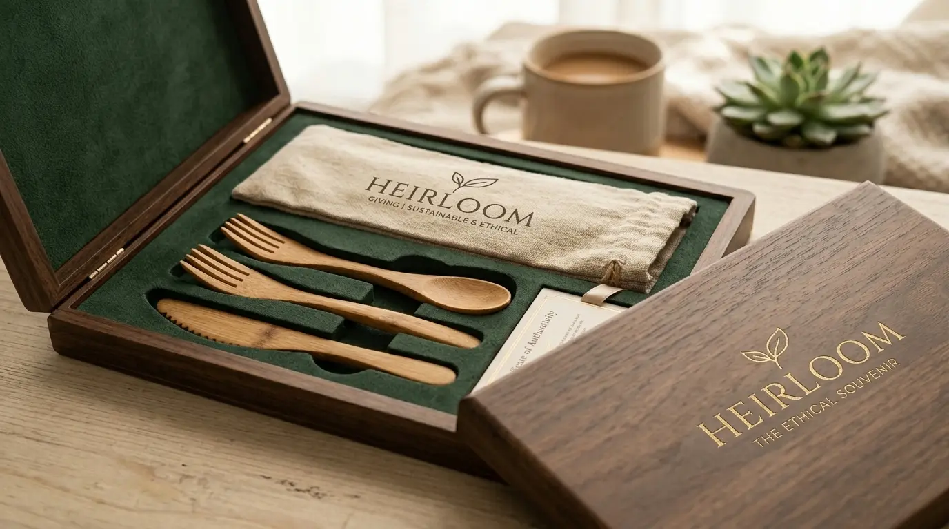 Vendor Souvenir Cutlery Set Kayu di Malang